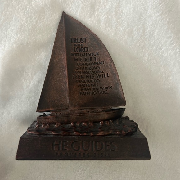 He Guides, Trust In the Lord, Sailboat Sculpture, Small - Picture 3 of 7